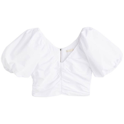 Топ H&M Gathered Puff-sleeved, белый
