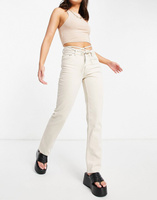 Светло-коричневые прямые джинсы со средней посадкой и ремешком ASOS DESIGN