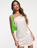 Платье мини-комбинация асимметричного кроя с капюшоном Topshop цвета шампанского