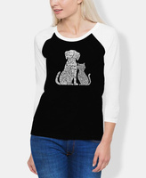 Женская футболка реглан word art dogs and cats LA Pop Art, черно-белый
