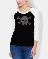 Женская футболка реглан word art xoxo skull LA Pop Art, черно-белый