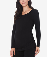 Женская мягкая одежда с эластичным топом с длинными рукавами и балетным вырезом для беременных Cuddl Duds, черный