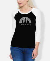 Женская футболка реглан nature lover word art LA Pop Art, черно-белый