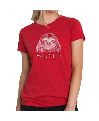 Женская футболка премиум-класса word art - ленивец LA Pop Art, красный