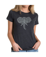 Женская футболка премиум-класса word art - бивни слона LA Pop Art, черный