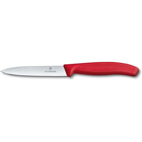 Нож кухонный Victorinox Swiss Classic, для чистки овощей и фруктов, 100мм, заточка прямая, красный [6.7701]
