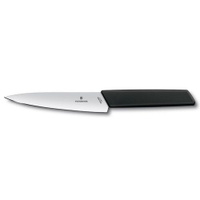 Нож кухонный Victorinox Swiss Modern, разделочный, 150мм, заточка прямая, стальной, черный [6.9013.15b]