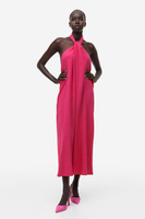 Длинное платье с вырезом халтер H&M, вишневый