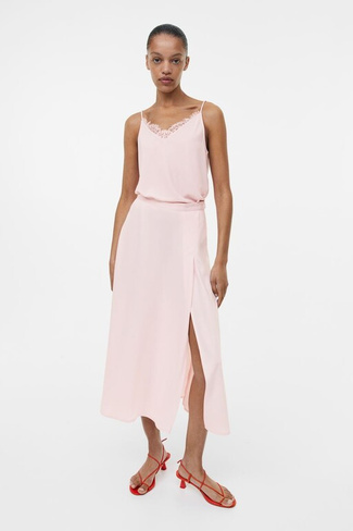 Атласная юбка H&M, светло-розовый