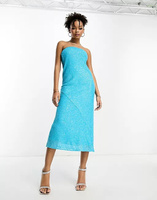 Платье миди с пайетками Asos Design, голубой