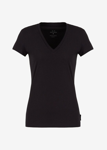 Приталенная футболка из хлопка пима с короткими рукавами Armani Exchange, черный