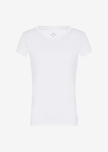Приталенная футболка из хлопка пима с короткими рукавами Armani Exchange, белый