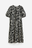 Платье H&M Tie-detail Linen-blend, черный