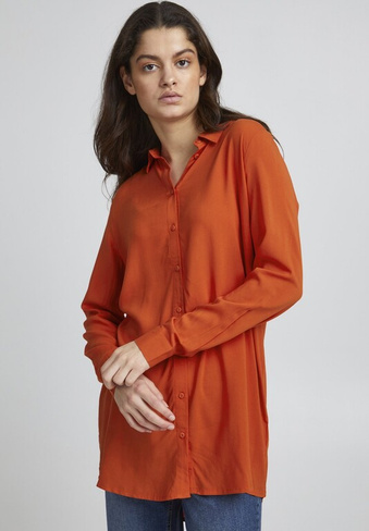 Рубашка ICHI Ihmain удлиненная, оранжевый