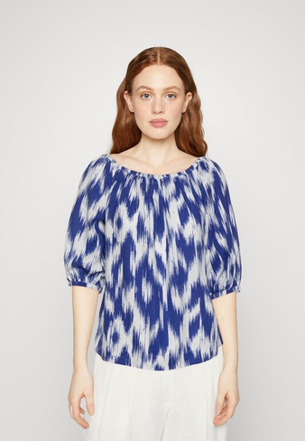 Блузка Marks & Spencer с принтом, белый/синий