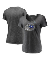Женская футболка с блестящим V-образным вырезом и блестящим кольцом чемпионов LVI с логотипом Heather Charcoal Los Angel