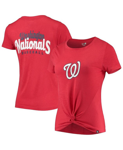 Женская красная футболка Washington Nationals 2-Hit Front Twist Burnout New Era, красный