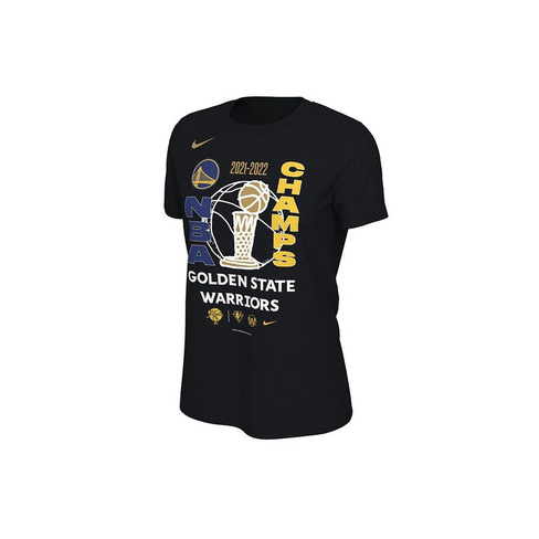 Женская черная футболка чемпиона финала НБА «Голден Стэйт Уорриорз 2022» в раздевалке Nike, черный