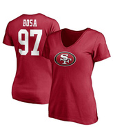 Женская футболка с v-образным вырезом и именем и номером игрока команды Nick Bosa Scarlet San Francisco 49ers Fanatics