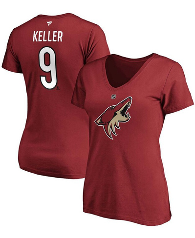 Женская футболка с v-образным вырезом с именем и номером Clayton Keller Garnet Arizona Coyotes Fanatics