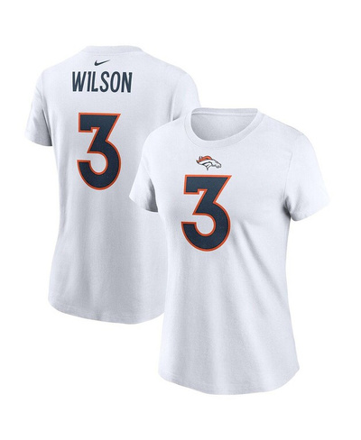 Женская белая футболка Russell Wilson Denver Broncos с именем и номером игрока Nike, белый