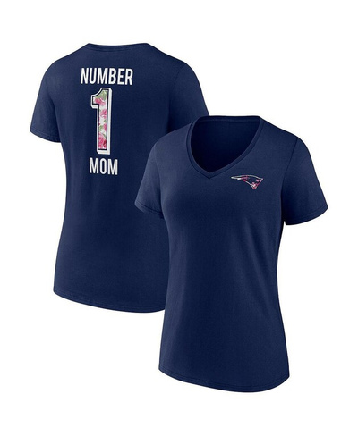 Женская фирменная темно-синяя футболка New England Patriots больших размеров с v-образным вырезом ко Дню матери #1 для м