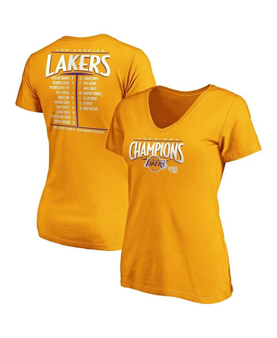 Женская футболка Los Angeles Lakers 2020 Finals NBA Champions Streaking Dunk с v-образным вырезом Fanatics, золотой