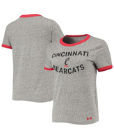 Женская серая футболка с меланжевым отливом Cincinnati Bearcats Siro Slub Tri-Blend Ringer Under Armour