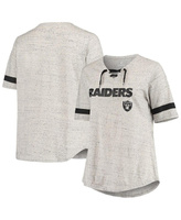 Женская серая футболка с v-образным вырезом на шнуровке больших размеров Las Vegas Raiders Profile