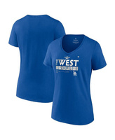 Женская футболка с v-образным вырезом и фирменным логотипом Royal Los Angeles Dodgers 2022 NL West Division Champions Lo