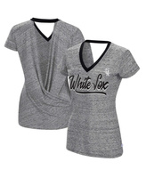 Женская черная футболка Chicago White Sox Halftime с запахом сзади и v-образным вырезом Touch, черный