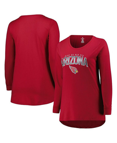 Женская фирменная футболка Cardinal Arizona Cardinals размера плюс с круглым вырезом и длинными рукавами Fanatics
