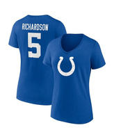 Женская фирменная футболка Anthony Richardson Royal Indianapolis Colts Icon с именем и номером и v-образным вырезом Fana