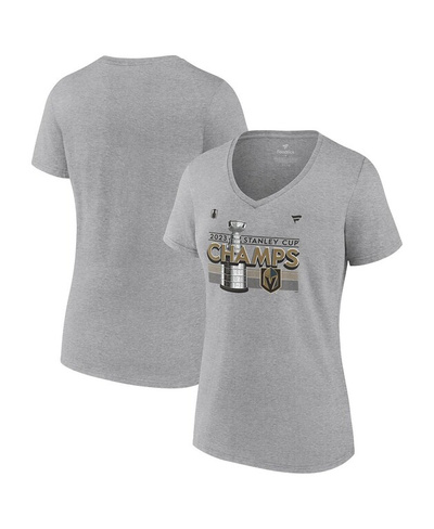 Женская футболка с v-образным вырезом и фирменным логотипом Heather Grey Vegas Golden Knights Кубка Стэнли Чемпионов 202