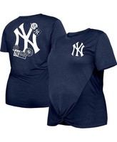 Женская темно-синяя футболка больших размеров с узлом спереди New York Yankees Two-Hit New Era, темно-синий