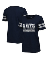 Женская темно-синяя футболка в полоску с надписью New York Yankees Team New Era, темно-синий