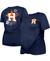 Женская темно-синяя футболка размера плюс с двумя узлами спереди Houston Astros New Era, темно-синий