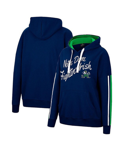 Женский темно-синий пуловер с капюшоном в полоску и длинными рукавами Notre Dame Fighting Irish Serena Colosseum, темно-