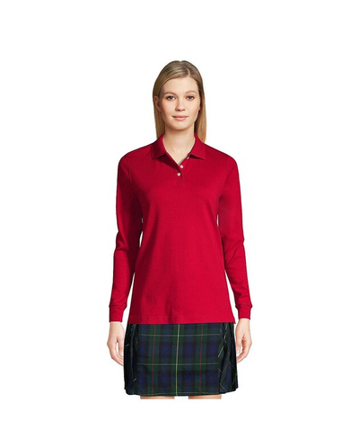 Женская рубашка поло с длинными рукавами в школьной форме Lands' End, красный
