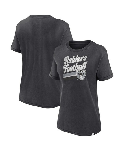Женская темно-серая футболка с логотипом Las Vegas Raiders Hit Snow Washed Fanatics