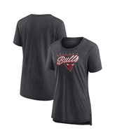 Женская футболка с рисунком из меланжевого угля Chicago Bulls True Classics Tri-Blend Fanatics