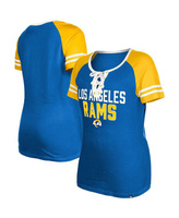 Женская футболка на шнуровке Royal Los Angeles Rams Raglan New Era