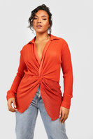 Удлинная рубашка из прозрачного шифона плиссированной детали Boohoo, оранжевый