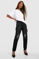 Базовые джинсы mom с высокой посадкой и разрезом колена Boohoo, черный