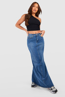 Высокая джинсовая юбка с разрезами по бокам Boohoo, синий