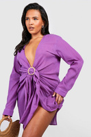 Пляжное платье из марли с кольцами Boohoo, фиолетовый