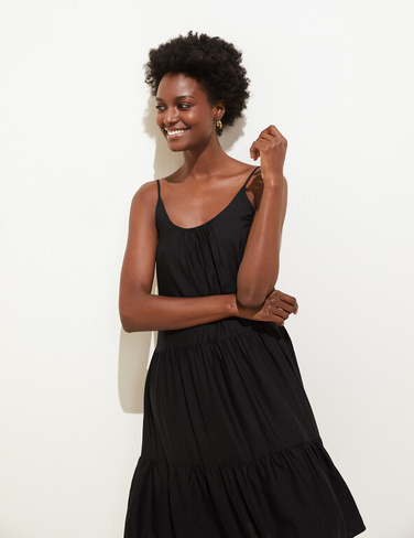Мини-многоярусное пляжное платье Marks & Spencer, черный