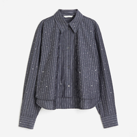 Рубашка H&M Rhinestone-embellished, темно-серый