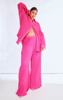 PrettyLittleThing Ярко-розовые широкие брюки со складками и высокой талией Plus