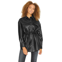 Куртка Jack & Jones Luna Faux Overshirt Leather JJXX, черный